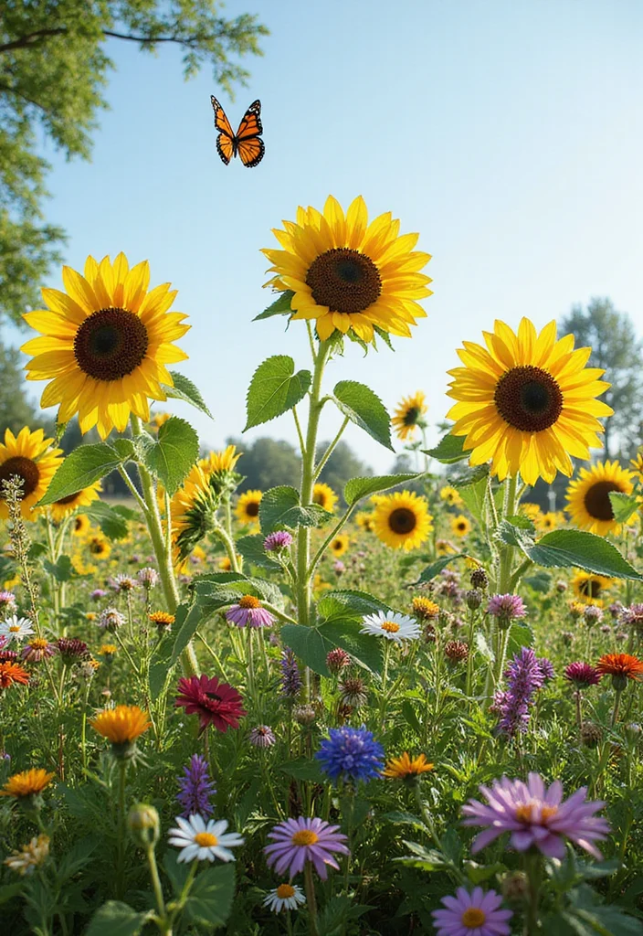 Hippie Garden Ideas Boho Decor: A Free-Spirited Guide with 18 Eclectic Styling Inspirations - 11. Sunflower and Wildflower Patch