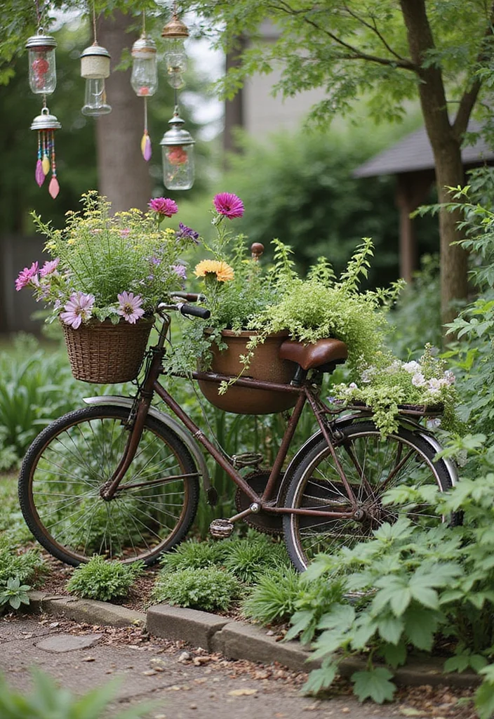 Hippie Garden Ideas Boho Decor: A Free-Spirited Guide with 18 Eclectic Styling Inspirations - 13. Upcycled Garden Decor