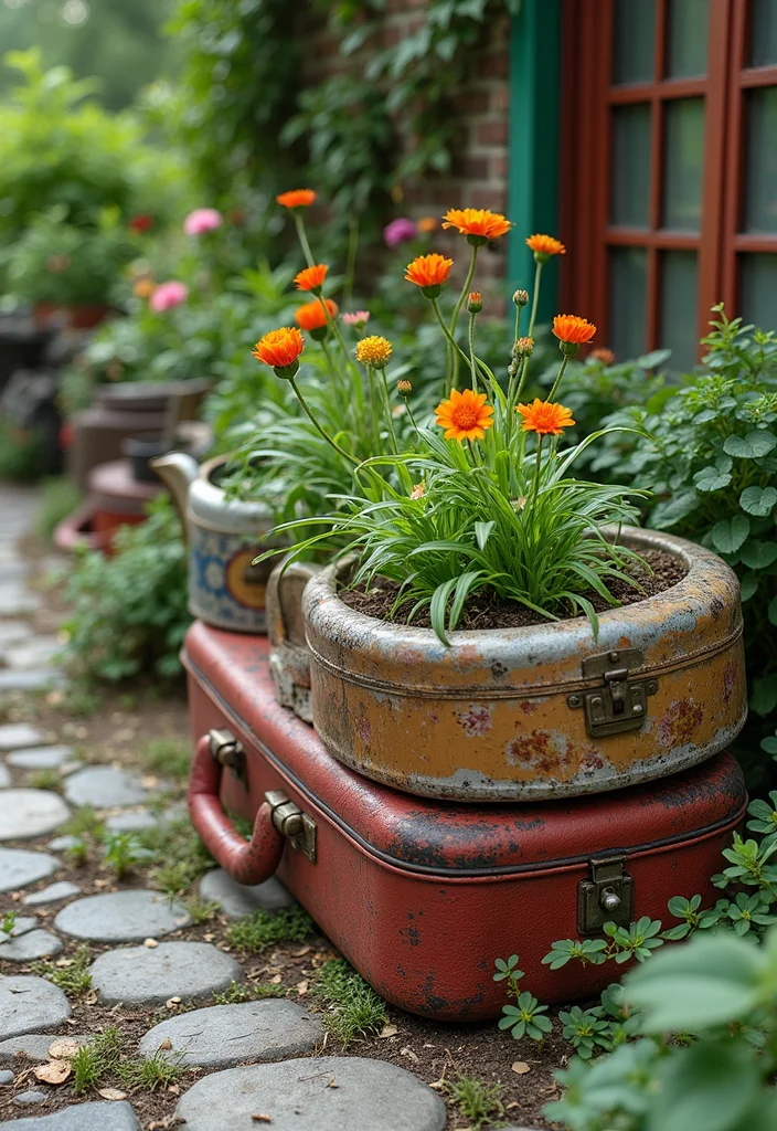 Hippie Garden Ideas Boho Decor: A Free-Spirited Guide with 18 Eclectic Styling Inspirations - 2. Recycled Planter Garden