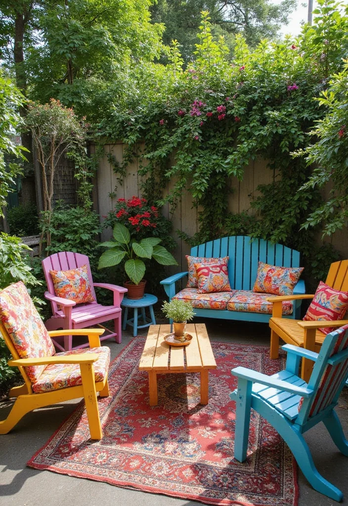 Hippie Garden Ideas Boho Decor: A Free-Spirited Guide with 18 Eclectic Styling Inspirations - 8. Colorful Garden Furniture