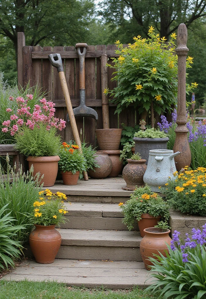 Mediterranean Garden Design Tuscan Style: A Warm Guide with 20 Old-World Charm Inspirations - 17. Rustic Garden Decor