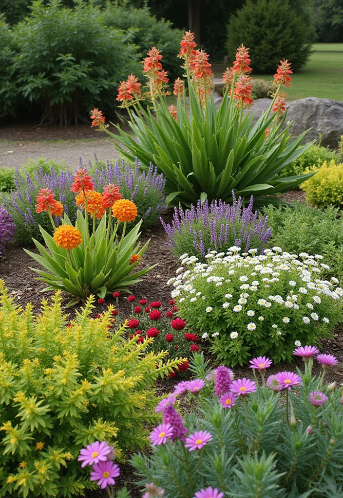 NZ Native Garden Landscape Design: An Expert Guide with 20 Naturally-Inspired Visual Concepts - 7. Colorful Contrast: Creating Visual Interest