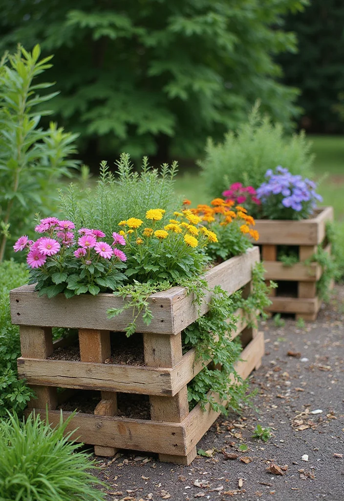 Over the Garden Wall Decor: A Charming Guide with 17 Storybook-Inspired Inspirations - 10. Repurposed Pallet Planters