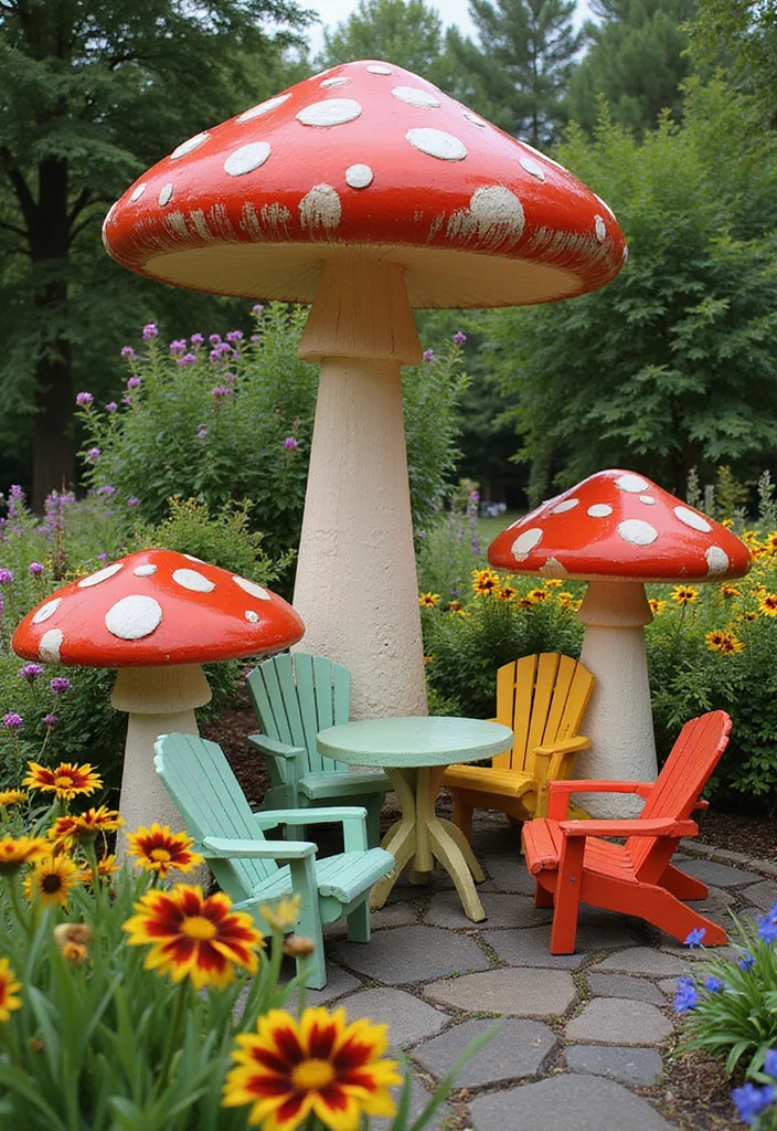 Over the Garden Wall Decor: A Charming Guide with 17 Storybook-Inspired Inspirations - 15. Toadstool Garden Furniture