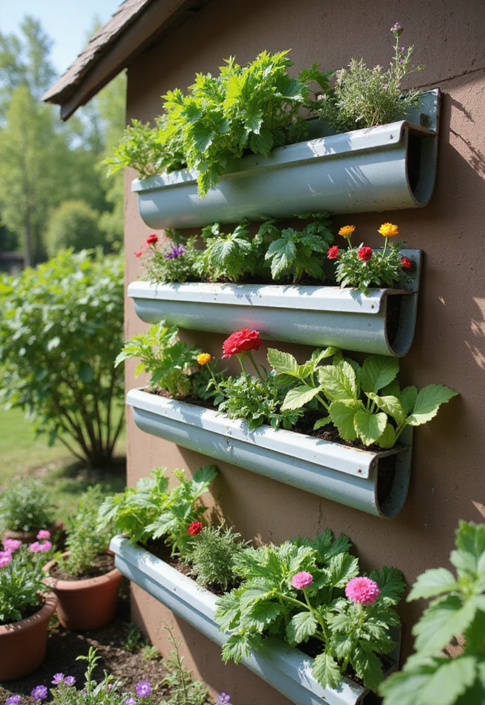 Raised Garden Beds DIY: A Hands-On Guide with 20 Creative Build Inspirations - 9. Gutter Gardens