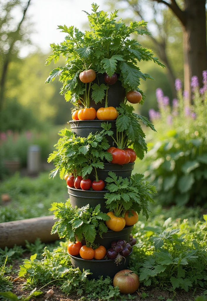 Raised Vegetable Garden Design Layout: A Step-by-Step Guide with 17 Functional Layout Inspirations - 1. Vertical Garden Towers