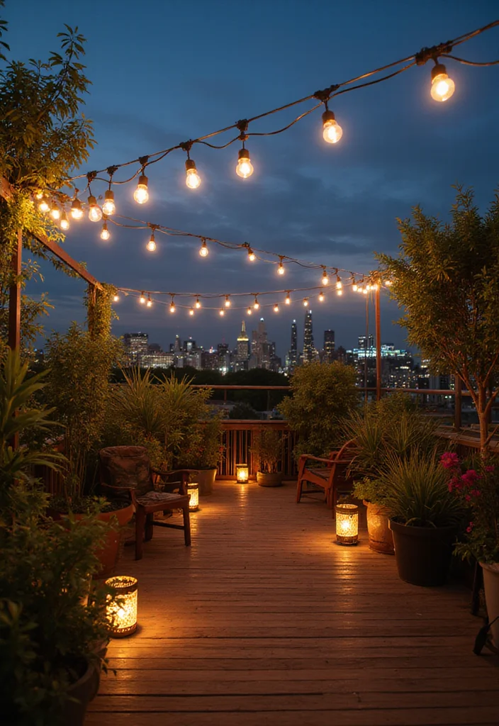 Roof Garden Design Rooftop Terrace: A Stylish Guide with 18 Elevated Outdoor Inspirations - 12. Evening Ambiance