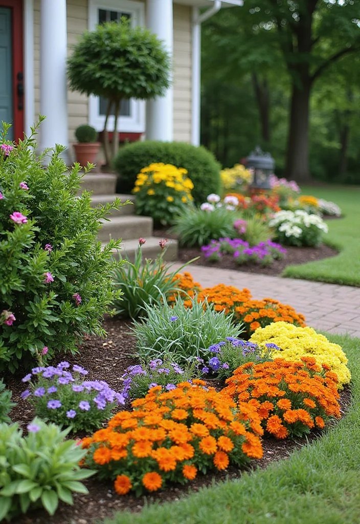 Small Front Garden Ideas: A Compact Guide with 18 Charming Curbside Inspirations - 15. Colorful Ground Covers