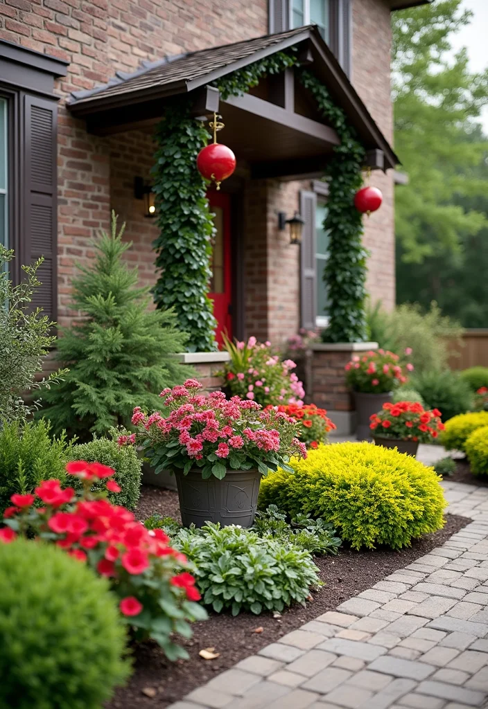 Small Front Garden Ideas: A Compact Guide with 18 Charming Curbside Inspirations - 16. Seasonal Decor to Enhance Curb Appeal