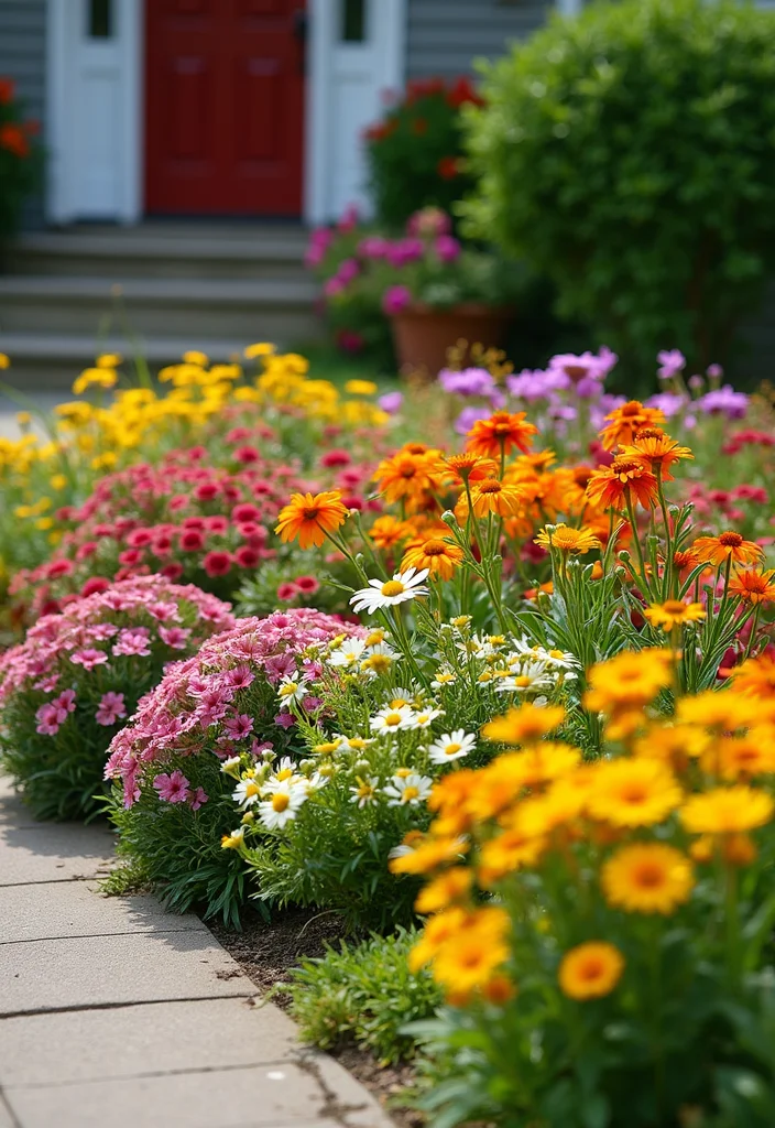 Small Front Garden Ideas: A Compact Guide with 18 Charming Curbside Inspirations - 9. Colorful Annuals for Instant Impact
