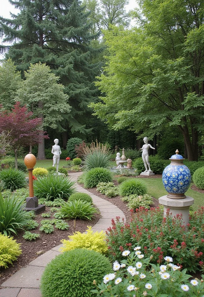 Small Front Garden Ideas UK: A Practical Guide with 18 Inspiring Visual Touches for a Beautiful Entrance - 14. Focal Points with Garden Art