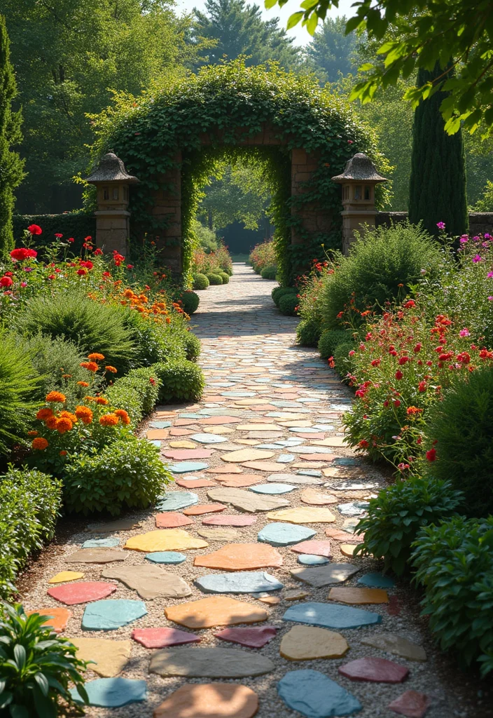 Square Garden Design Layout Landscaping: A Structured Guide with 19 Balanced Layout Inspirations - 12. Mosaic Pathways