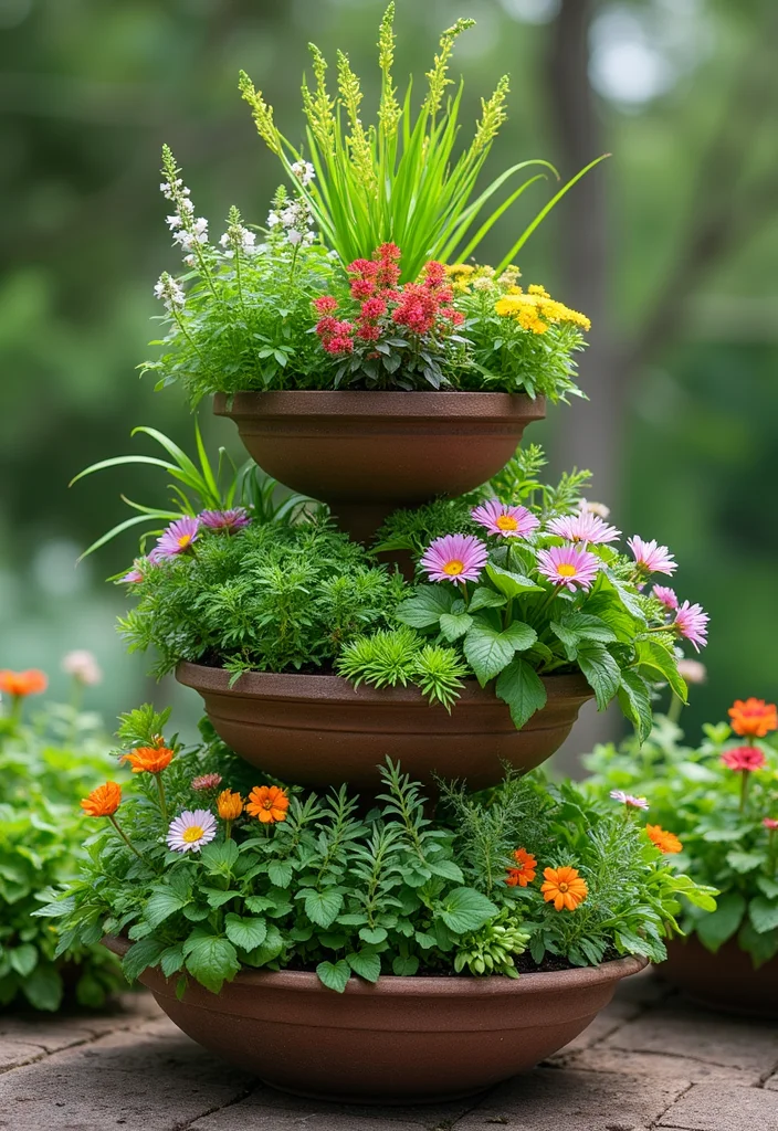 Square Garden Design Layout Landscaping: A Structured Guide with 19 Balanced Layout Inspirations - 2. Tiered Planters