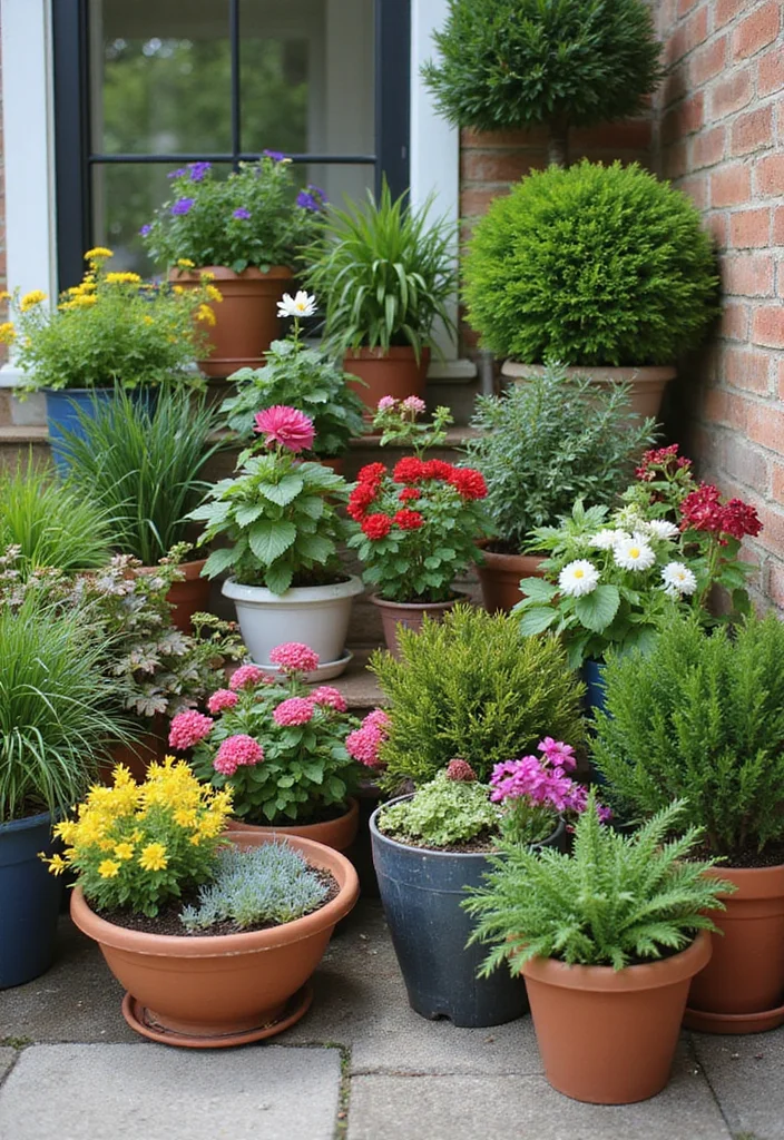 Square Garden Design Layout Landscaping: A Structured Guide with 19 Balanced Layout Inspirations - 3. Container Gardens