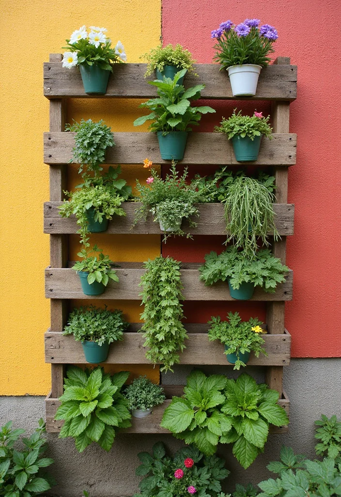Square Garden Design Layout Landscaping: A Structured Guide with 19 Balanced Layout Inspirations - 6. Vertical Pallet Garden