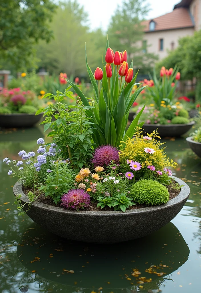 Square Garden Design Layout Landscaping: A Structured Guide with 19 Balanced Layout Inspirations - 9. Floating Garden Beds