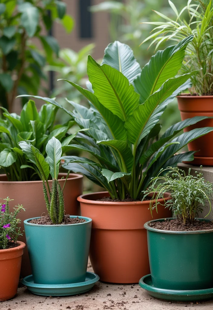 Tropical Garden Design Small Spaces: A Lush Guide with 20 Island-Inspired Visual Concepts - 6. Colorful Pot Combinations