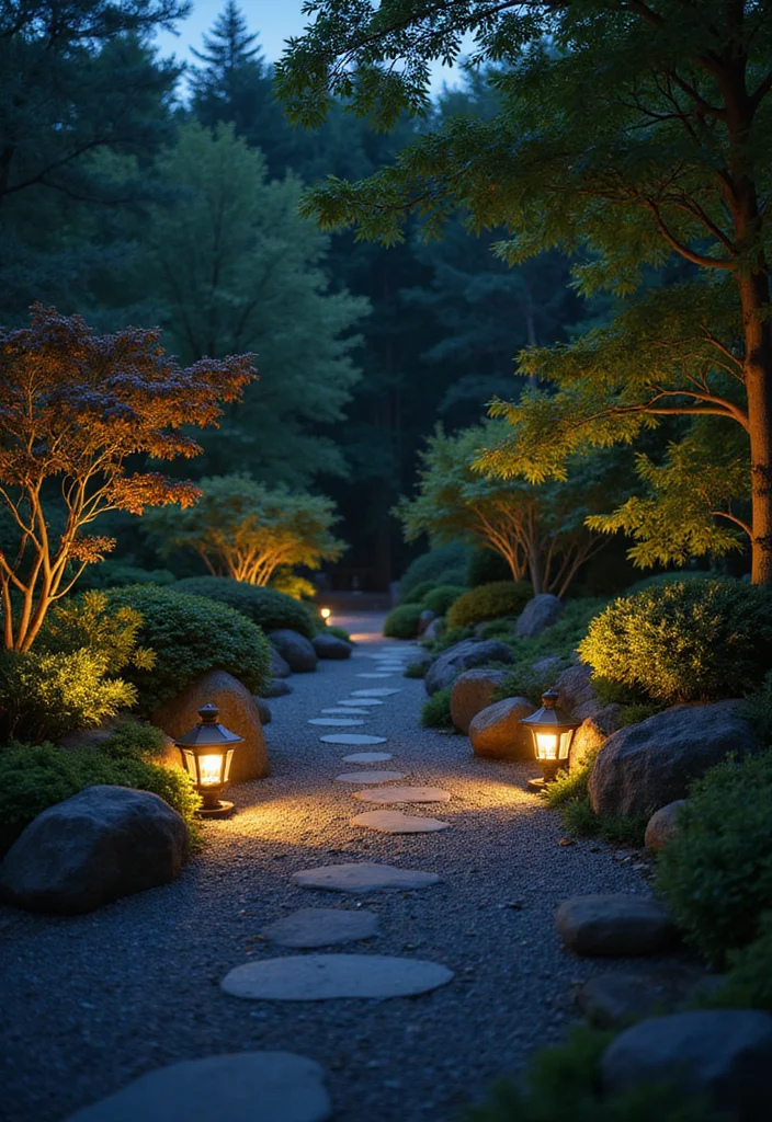 Zen Garden Design Meditation Space: A Calm Guide with 20 Serenity-Focused Inspirations - 14. Engaging the Senses with Lighting